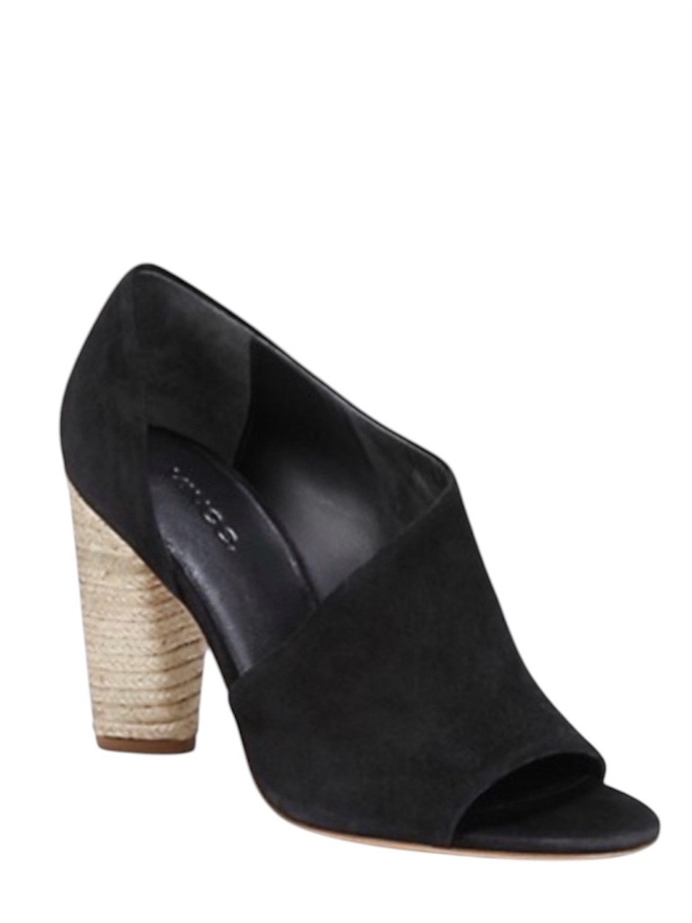 NEW $295~VINCE~Black Suede PERCEY D’ORSAY ESPADRILLE JUTE HEEL PUMPS~9.5~Dustbag